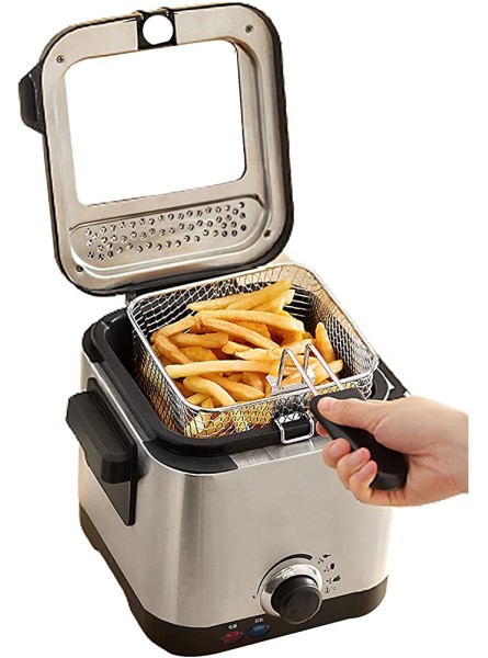 1.5L Deep Fat Fryer with Viewing Window Electric Deep Fryer Adjustable Temperature Control with Safety Handle and Stainless Steel Non-Stick Internal Mesh Basket Easy Clean - JJVEMFMA