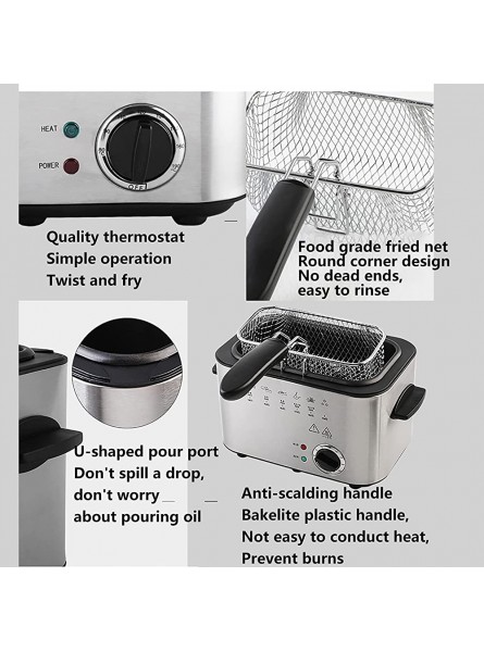 1.5L Deep Fat Fryer with Viewing Window Stainless Steel Deep Fryer Safety Cut Out Non-Slip Easy Clean and Adjustable Temperature Control 1200W Silver - REFCDMQI