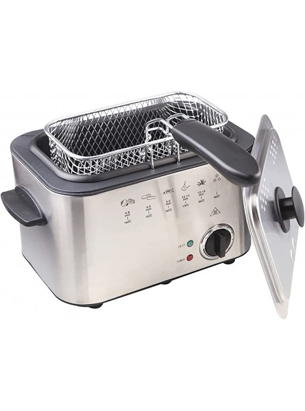 1.5L Deep Fat Fryer with Viewing Window Stainless Steel Deep Fryer Safety Cut Out Non-Slip Easy Clean and Adjustable Temperature Control 1200W Silver - REFCDMQI