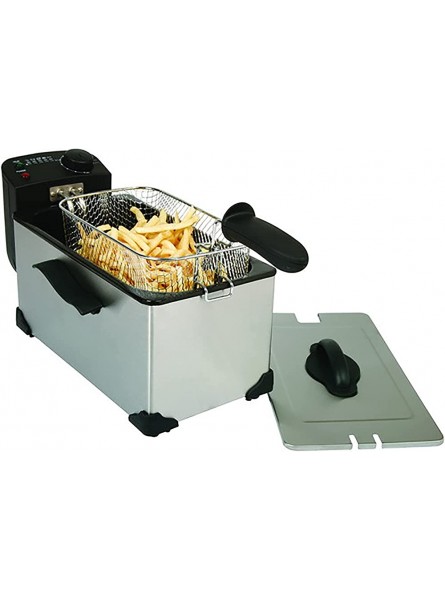3L Electric Deep Fat Fryer Stainless Steel Deep Fryer Adjustable Temperature Controls Removable Basket Easy Clean for Cooking French Fries Onion Rings Spring Rolls 2000W - EPZR5IGS