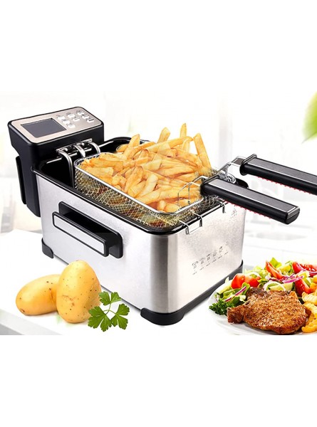 4L Electric Deep Fryer Stainless Steel Deep Fat Countertop Fryer LED Display Temperature Control Removable Oil Basket Non-Stick with Safety Handle and Viewing Window Easy Clean 2000W - MSHXMFHV