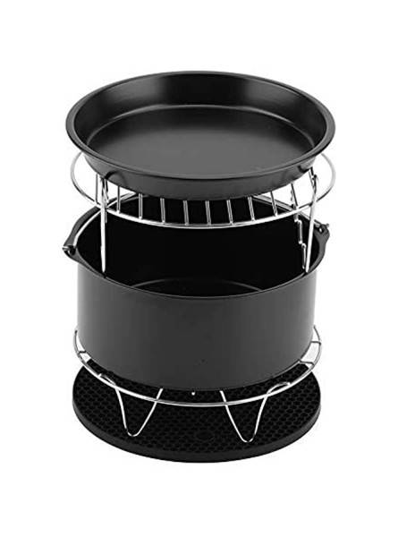 Air Fryer Accessory Set 7 Inch 5 Pieces Set Air Fryer Accessory Kit Pizza Pot Cake Bucket Metal Rack Cooking Tools - WWAT2UPT