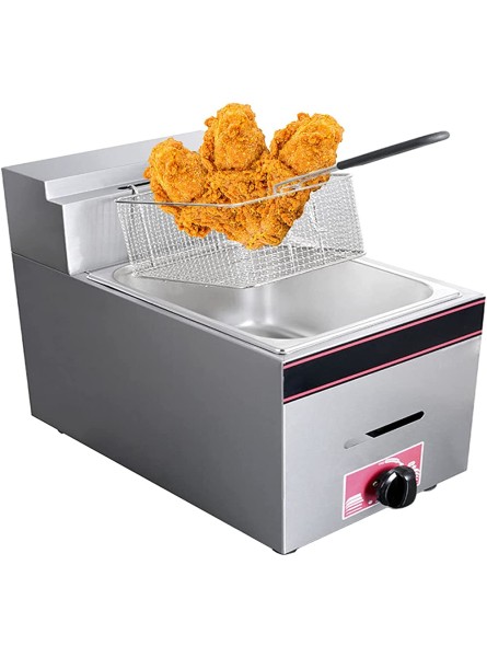 Commercial Countertop Gas Fryer Stainless Steel Fryer With Temperature Control And Removable Oil Basket Ergonomic Cool Touch Handle Non Stick Coating Easy Clean - DLHHDR7O