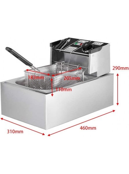 Deep Fryer Oil Filter 6L 2500W Cylinder Commericial Kitchen Household French Fries Cooking Adjustable Thermostat Temperature Control with Detachable Basket - JQMIDYEV