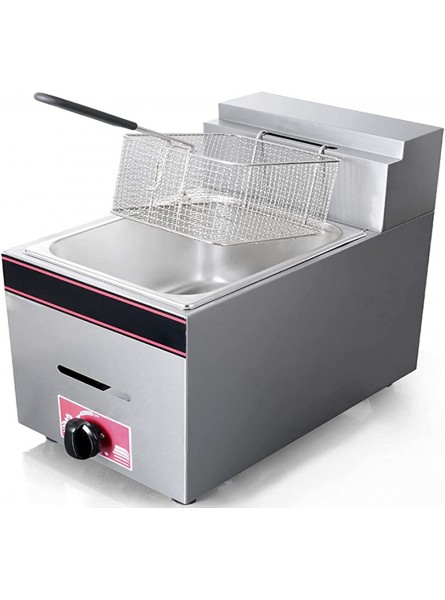 Gas Fryer 10L Large Capacity Countertop Professional Deep Fryer with Removable Baskets and Lid Adjustable Firepower Stainless Steel Easy Clean LPG - QESSA6AH