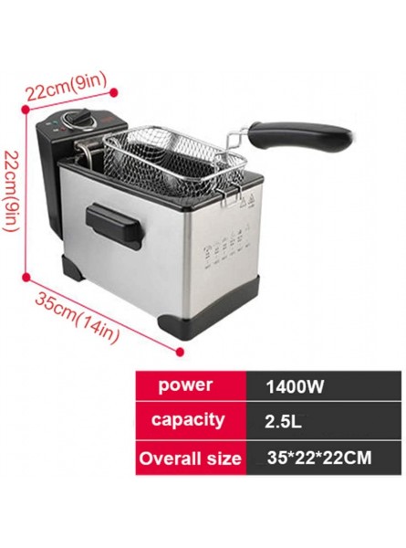 XUETAO Compact Mini Deep Fat Fryer 1400W 2.5L 304 Stainless Steel with Viewing Window Temperature Control Removable Oil Basket - YIPWEQSR