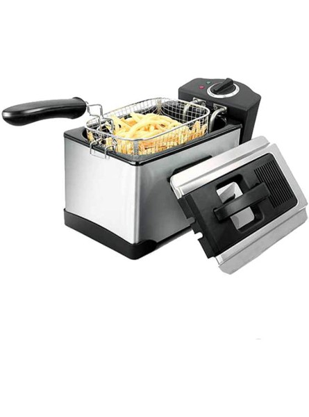 XUETAO Compact Mini Deep Fat Fryer 1400W 2.5L 304 Stainless Steel with Viewing Window Temperature Control Removable Oil Basket - RBOO2KS1